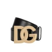Svart skinnbelte med DG-logo