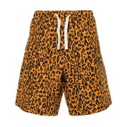 Leopardtrykk Lin-Bomull Shorts