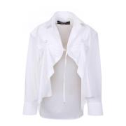 Hvite Draperte Crop Skjorter for Kvinner