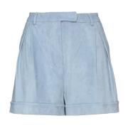 Suede Front Pleat Shorts