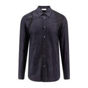 Bomullsskjorte med svarte knapper