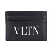 Svart lær lommebok med VLTN-print