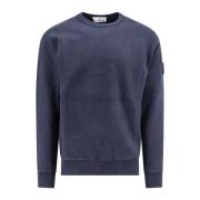 Blå Sweatshirt Ribbet Crew-Neck Aw24
