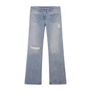 Blå Bootcut Ripped Denim Jeans