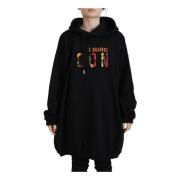 Svart Logo Print Bomull Hoodie Sweatshirt