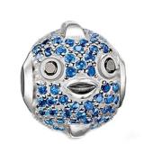 Fugu Bead Charm Anheng Sølv Blå