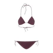 Lilla Lurex Trekant Bikini Sett