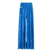 Stilige Blå Fløyelsbukser for Kvinner
