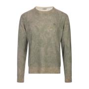 Grønn Paisley Ull Crew-Neck Genser