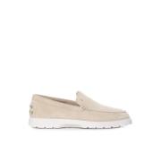 Beige Semsket Loafer med Gummisåle