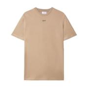 Beige Brodert Logo T-skjorte