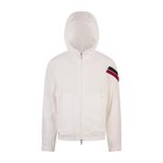 Hvit Windbreaker Jakke med Tricolor Striper