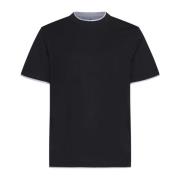 Svart Bomull Crew Neck T-skjorte