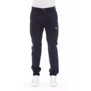 Trendy Blå Bomulls Cargo Jeans Bukse