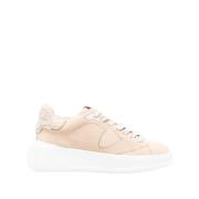 Beige Sneakers med Faux-Shearling Trim