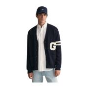 Marine Varsity Cardigan Strikkegenser