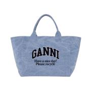 Vintage Oversized Canvas Tote Bag Light Blue