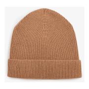 Brun Ribbestrikket Ullblanding Beanie