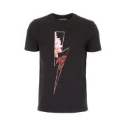 Sort Logo Print Slim Fit T-Skjorte