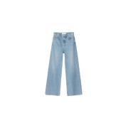 Cropped Høy Midje Wide Leg Jeans