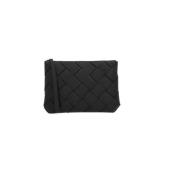 Svart Vevd Skinn Clutch Veske