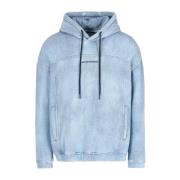 Denim Sweatshirt med Hette og Logo Skrift