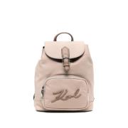 Beige Signature Ryggsekk med Spenne Detalj