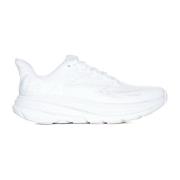 Hvite Stoff Chunky Sole Sneakers