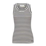 Stripete tanktopp T-skjorte Whisper White/Marine Blue