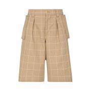 Resirkulert Stoff Brodert Rutete Shorts