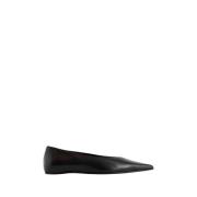 Asymmetrisk Ballerina Flats i Svart Skinn