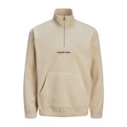 Fleece Quarter Zip Knit Oatmeal Polyester