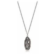 Men's Silver Necklace with Our Lady of Guadalupe Pendant