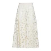 Ivory Blomster Blonde Midi Skjørt