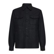 Charcoal Grey Virgin Wool Shirt Jacket