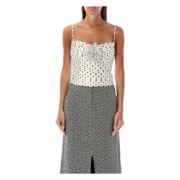 Polka Dot Korsett Topp Krem