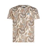 Beige Paisley Print Bomull T-Skjorte