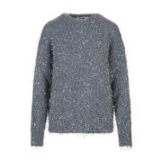 Blå Ullblanding Crew-Neck Sweater