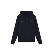 Brodert bokstav hettegenser navy