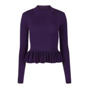 Ruffle Peplum Sweater i Lilla