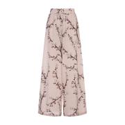 Rosa Blomster Wide-Leg Bukser