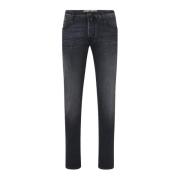 Sort Slim Fit Five-Pocket Bomull Jeans