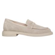 Kvinner Beige Penny Loafers laget av Ekte Velur Er00114534