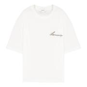 Boxy Crew Neck T-Shirt med Logo Broderi