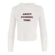 Slogan Print Crew Neck Long Sleeve T-shirt