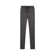 Grå Cashmere Joggers med Lær Patch