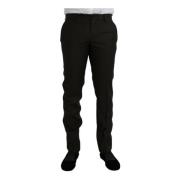 Mørkebrune Slim Fit Dressbukser