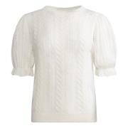 Ivory Strikket Puff Erme Topp