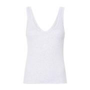 Sølv Ribbet Bomull Tank Top