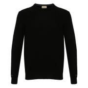 Sort Ribbestrikket Crewneck Genser